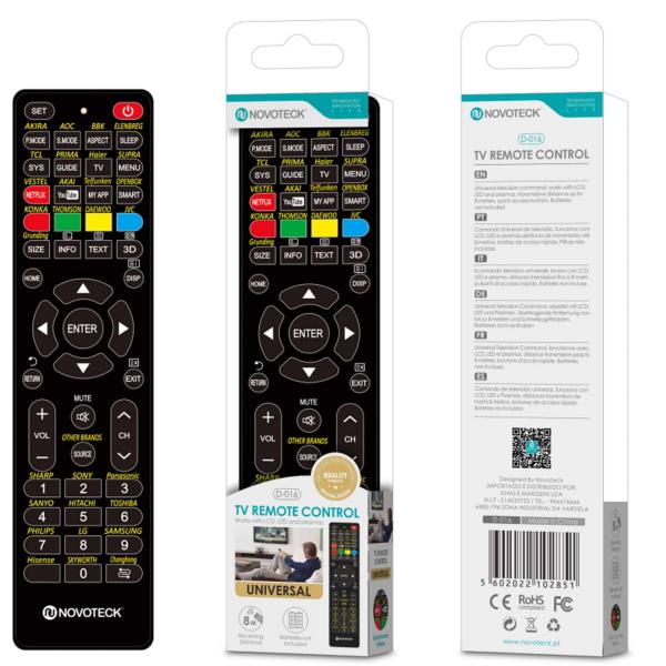 Controle Remoto Universal 30IN1 Novoteck D - 016 - Compatível com Várias Marcas e Acesso Direto a Streaming