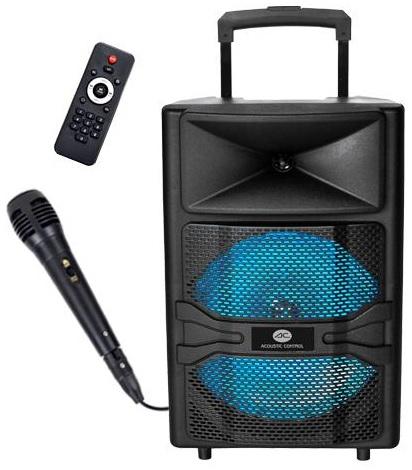 Coluna Amp. Portátil 12 50W c/ Efeitos LED USB/SD/MP3/FM/BLUETOOTH - ACOUSTIC CONTROL