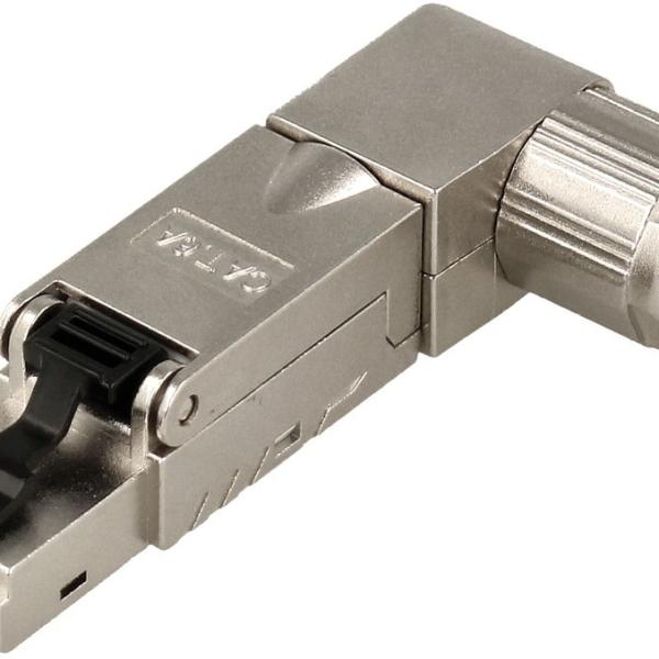 Ficha Rede RJ45 8 Pinos 90º Cat.6A FTP Tool - Less Macho (Blindada)