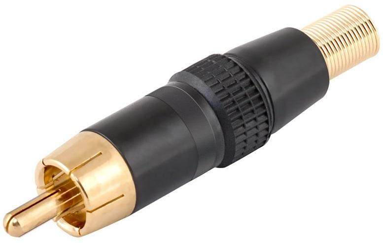 Ficha RCA Metálica Macho c/ Anel Preto