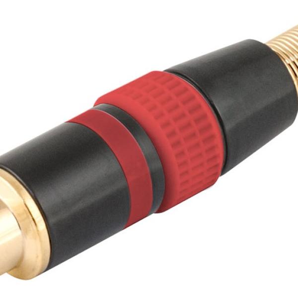 Ficha RCA Metálica Femea c/ Anel Vermelho