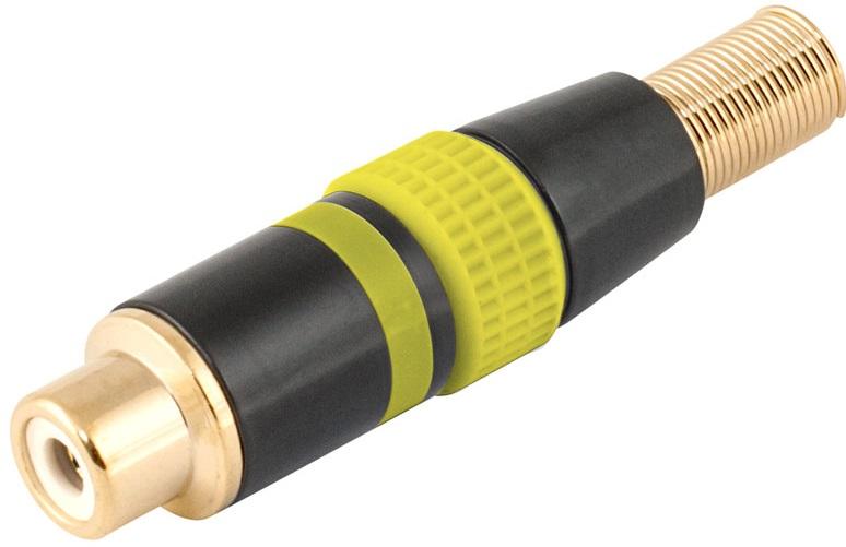 Ficha RCA Metálica Femea c/ Anel Amarelo