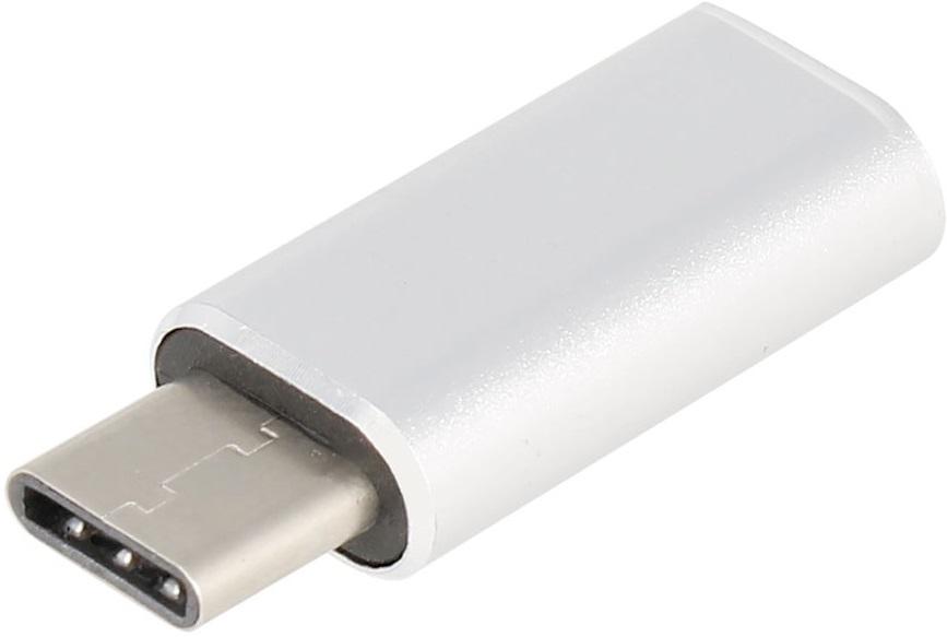 Ficha Adaptadora USB C Macho - Lightning Fêmea (Prateado)