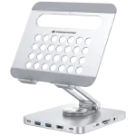 Docking Station USB - C 8 - EM - 1 c/ Suporte Dobrável p/ Tablet (Prateado) - CONCEPTRONIC