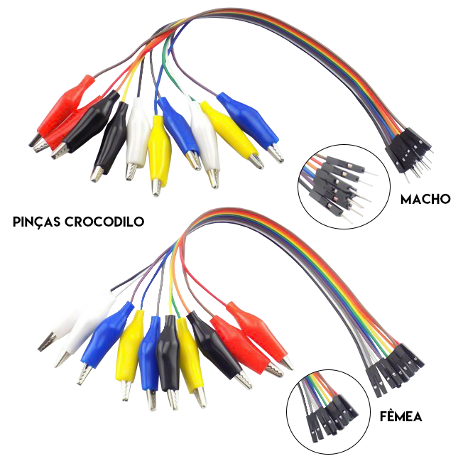 Conjunto de 10 Garras de Crocodilo - Fio Jumper Ponta (20cm)