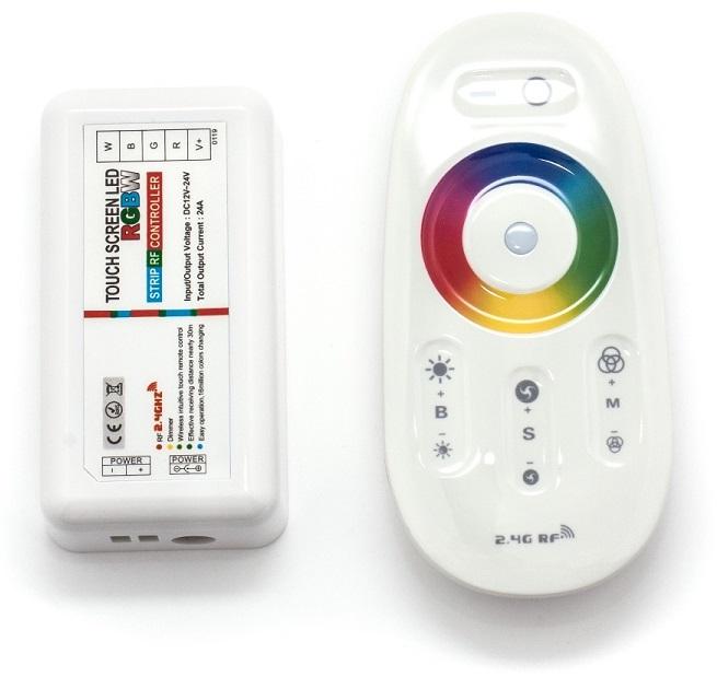 Controlador RGB+W 12/24VDC 4x 6A=24A 288W (12V) / 576W (24V) c/ Comando Tecnologia Touch