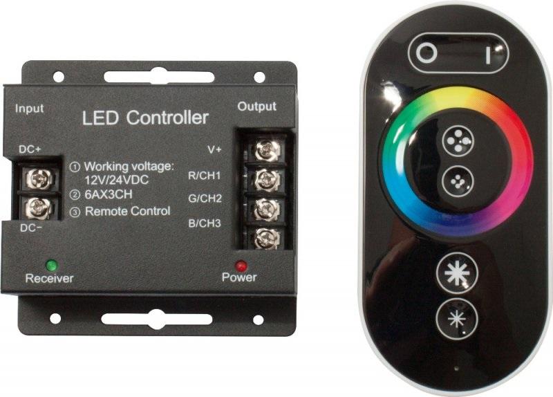 Controlador RGB 12/24VDC 3x 6A 432W c/ Comando Tecnologia Touch