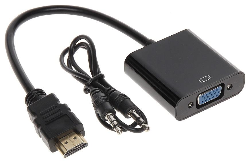 Conversor HDMI Macho - VGA Femea + Audio (Jack 3,5mm)