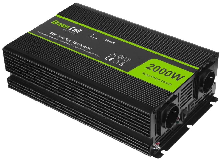 Conversor ONDA PURA 24V - 220V 2000W c/ 2 USB - GREEN CELL