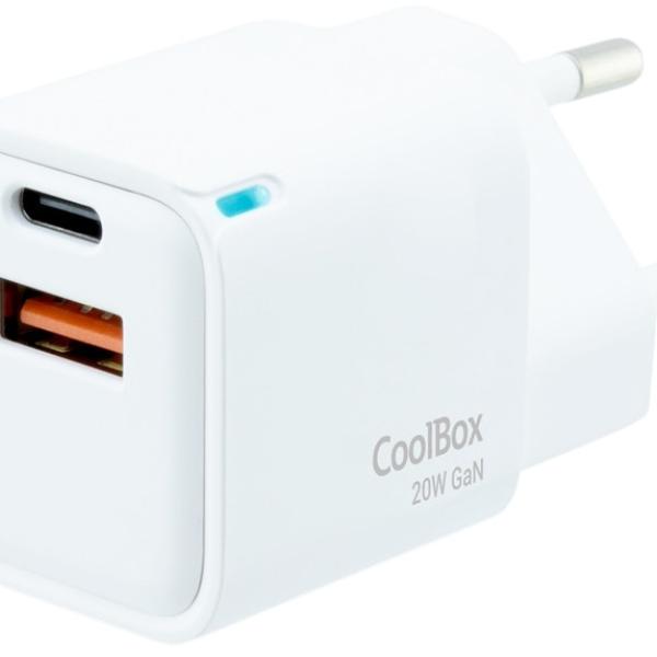 Carregador Univerrsal GaN 20W USB - C PD + USB - A QC 3.0 - COOLBOX