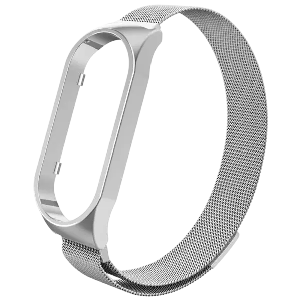 Pulseira Metálica Milanesa Compatível c/ Xiaomi Mi Band 7 (Prateado)