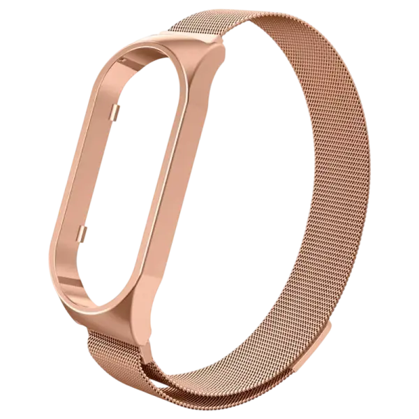 Pulseira Metálica Milanesa Compatível c/ Xiaomi Mi Band 7 (Rosa Dourado)