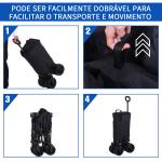 Carrinho de Transporte Dobrável com Rodas Giratórias 360° e Guiador Ajustável 59 - 89 cm para Campismo Praia 108x55x61 - 91 cm Preto