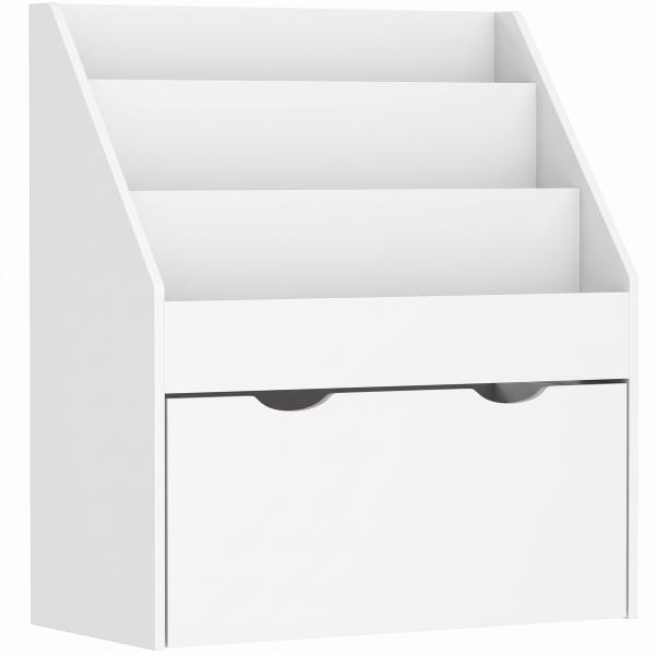 Estante de Brinquedos com 3 Compartimentos Gaveta com Rodas para Quarto Sala de Jogos 62,5x30x70 cm Branco