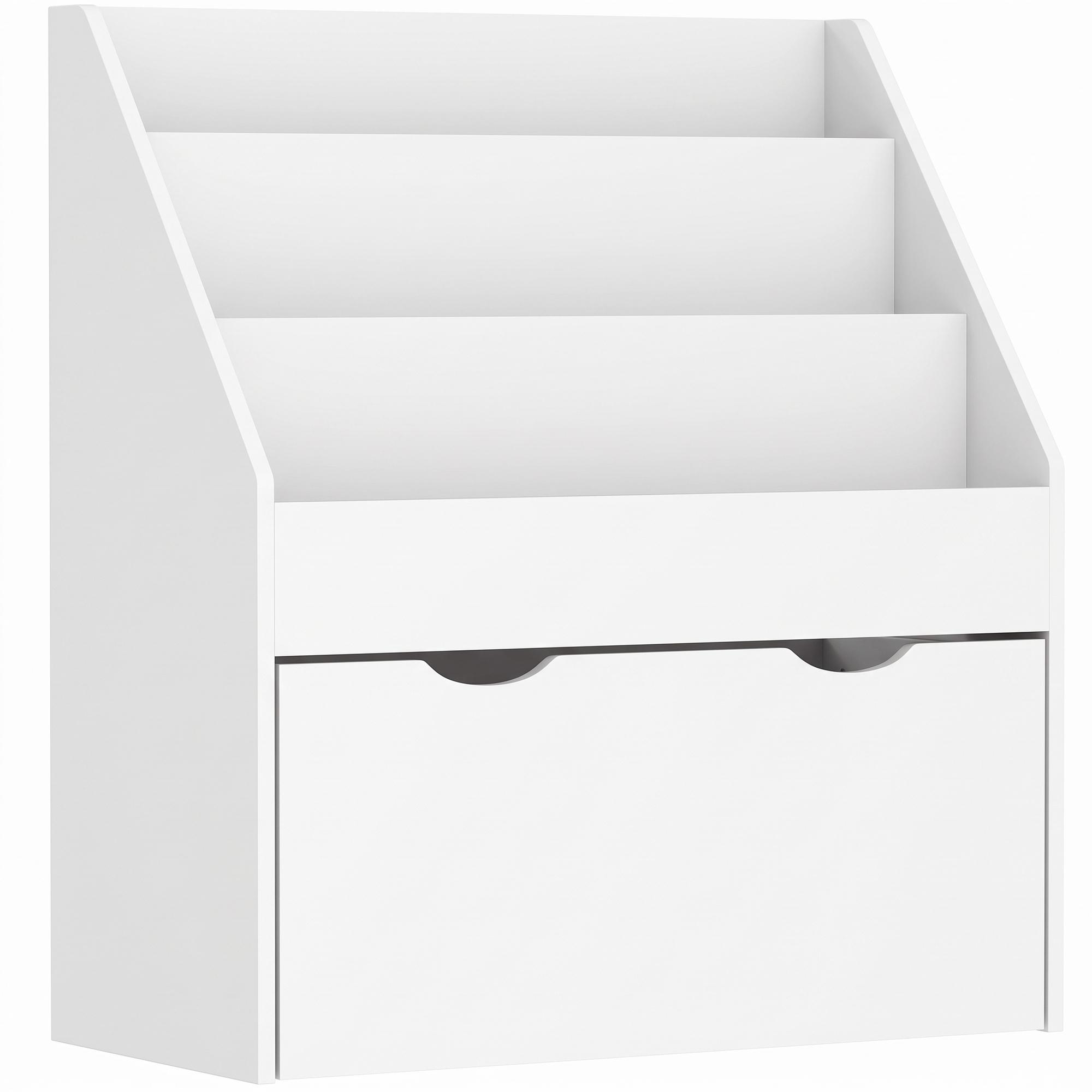 Estante de Brinquedos com 3 Compartimentos Gaveta com Rodas para Quarto Sala de Jogos 62,5x30x70 cm Branco