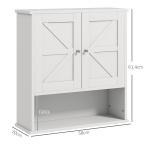 Armário de Parede para Casa de Banho Rústico com Compartimento Prateleira Ajustável 58x20x61,4 cm Branco