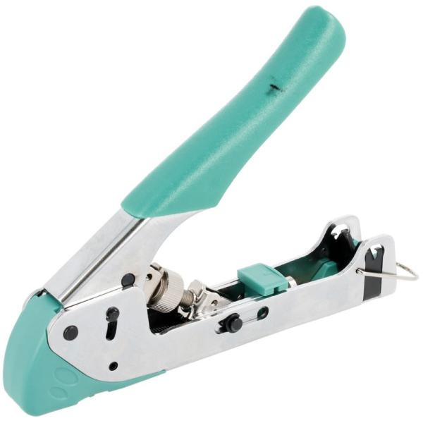 Alicate Cravar Ajustável Fichas Compressão RCA, BNC, F, IEC e mini F (RG58/59/RG6) - Proskit