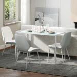 Mesa Sala de Jantar de Cristal Mesa Retangular para 4 - 6 pessoas com Pés de Metal Multifuncional para Cozinha 120x60x75cm Branco