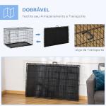 Gaiola para Cães com 2 Portas Gaiola para Animais de Estimação de Arame Dobrável com Alça de Transporte Aço 121x74,5x81cm Preto