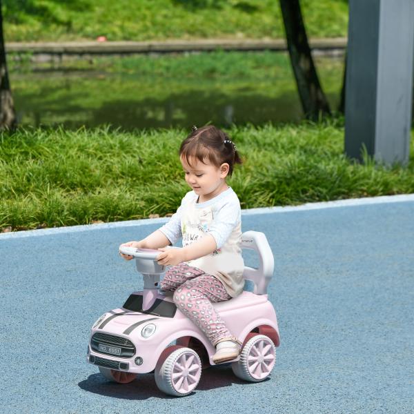 Carro Andador para Bebés de 18 - 36 Meses Carro Andador com Volante Buzina e Sistema Anti - Tombo 53x25x35 cm Rosa
