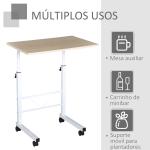 Mesa de computador para Hogar escritorio Altura Ajustável Mesa Compacta com Rodas 60x40x68 - 78cm Cor Branco