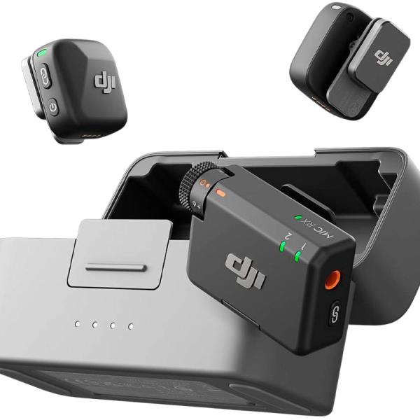 Microfone de Lapela Mic Mini 2 TX + 1 RX + Caixa de Carregamento Bluetooth (Preto) - DJI