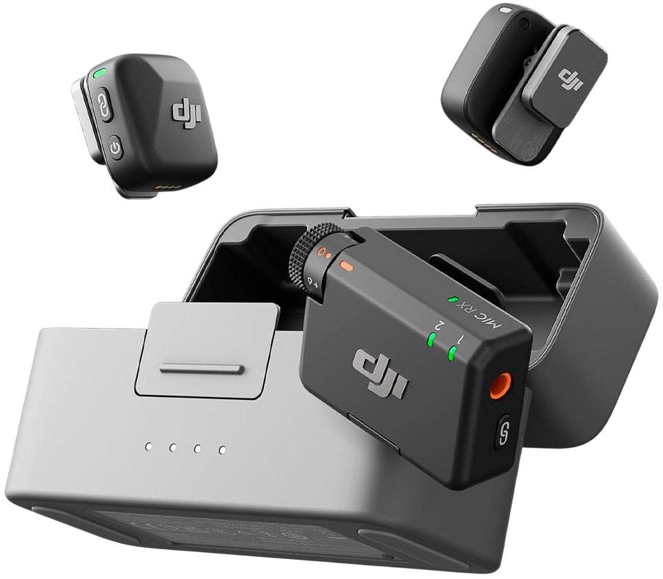 Microfone de Lapela Mic Mini 2 TX + 1 RX + Caixa de Carregamento Bluetooth (Preto) - DJI