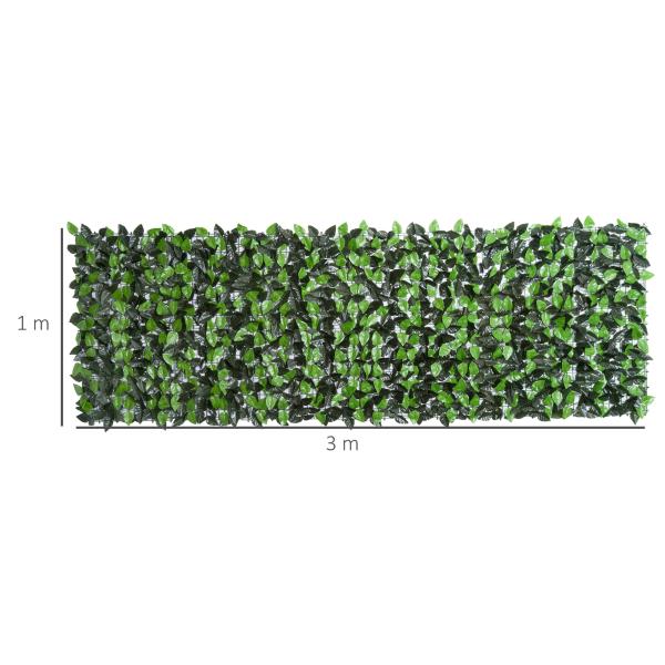 Vedação Artificial em Rolo 3x1m para Balcão Jardim Exterior Planta Decorativa de Parede PE Verde