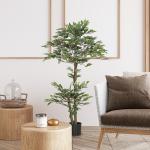 Planta Artificial Ficus 150 cm Planta Artificial com 1008 Folhas Musgo e Vaso para Exterior Casa Sala de Estar Escritório Verde