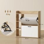 Sapateira Estreita com 3 Prateleiras Laterais e Prateleiras Ajustáveis para 15 Pares de Sapatos 83x24x90,5 cm Madeira e Branco