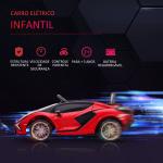 Carro Elétrico Lamborghini SIAN 12V para Crianças de 3 - 5 anos com Controle Remoto Abertura da Porta Música MP3 USB e Faróis 108x62x40cm Vermelho