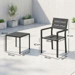 Conjunto de Jardim de 3 Peças com 2 Cadeiras e Mesa de HDPE Design com Ripas Efeito Madeira para Varanda Preto