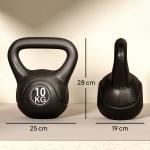 Peso Russo de 10 kg Kettlebell Preenchido de Areia com Punho Largo e Antiderrapante para Trenos em Casa e Ginásio 25x19x28 cm Preto