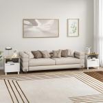 Conjunto de 2 Mesas de Cabeceira Modernas com Gaveta Compartimento Aberto Pés de Madeira 45x38x50 cm Branco