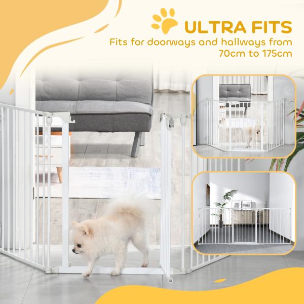 Barreira de Segurança para Animais de Estimação Barreira Dobrável de 3 Painéis 180x74,5 cm Branco