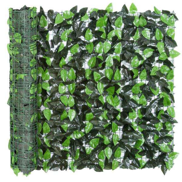 Vedação Artificial em Rolo 3x1m para Balcão Jardim Exterior Planta Decorativa de Parede PE Verde