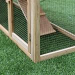Coelheira de Exterior Grande Gaiola de Madeira para 2 - 4 Coelhos com Teto Asfáltico Recinto de Arame Bandeja Removível e Rampas 210x45,5x84,5 cm Natural