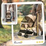 Carrinho para Animais de Estimação Dobrável com Cesta de Armazenamento Cinto de Segurança 76,5x52x95 cm Marrom Claro