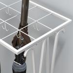 Suporte para Guarda - Chuva Moderno Retangular com 24 Ganchos 21 Espaços e Bandeja Recolhedora de Gotas 50x24x68 cm Branco