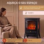 Lareira Elétrica com Efeito Chama 3D, 39x24x57 cm, Preta