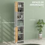 Coluna Casa de Banho Moderna Móvel Auxiliar Casa de Banho com Suporte para Papel Higiénico 21x17x78 cm Branco e Madeira