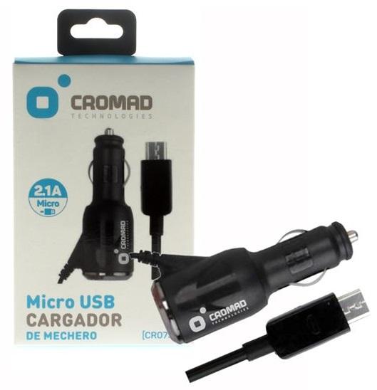 Carregador de Isqueiro 12/24V - microUSB 5V 2.1A (1,2 mts) - CROMAD