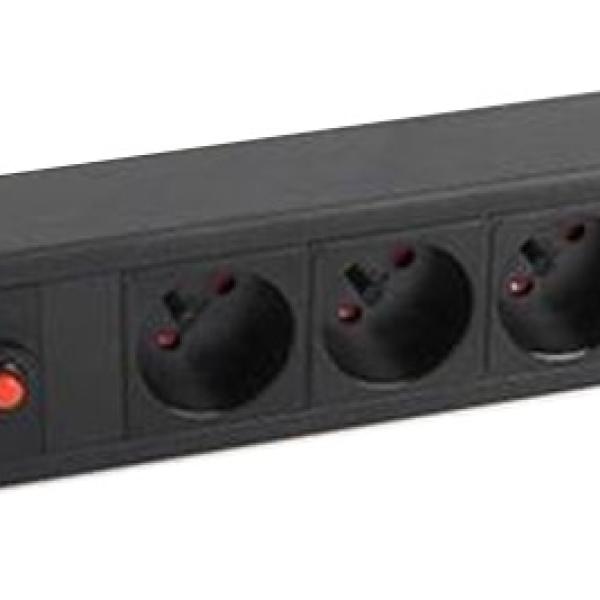 Extensão Sextupla p/ Rack 19 1U 3500W 16A c/ Interruptor + Filtro de Protecção (1,8 mts) - CROMAD