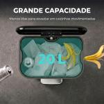 Caixote do Lixo para Cozinha 20 L em Aço Galvanizado com Tampa de Fecho Suave Pedal Balde Removível e Antiimpressões Digitais Preto