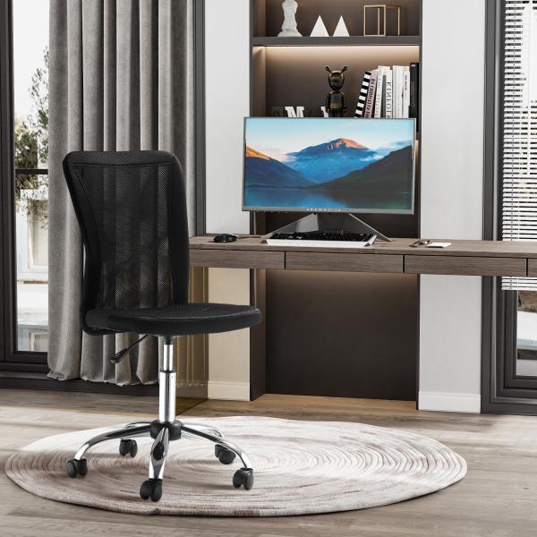 Cadeira de Escritório de Malha Giratória sem Apoio para os Braços com Altura Ajustável Carga 43x58x90 - 100 cm Preto