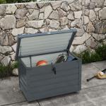 Baú de Exterior 295 L Baú de Armazenamento de Aço Galvanizado com 1 Fechadura para Jardim 100x62x65 cm Cinza Escuro