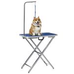 Mesa de Tosquia para Cães com Bancada Antiderrapante Alça e Braço com Altura Ajustável 72x45x74 - 81 cm Azul