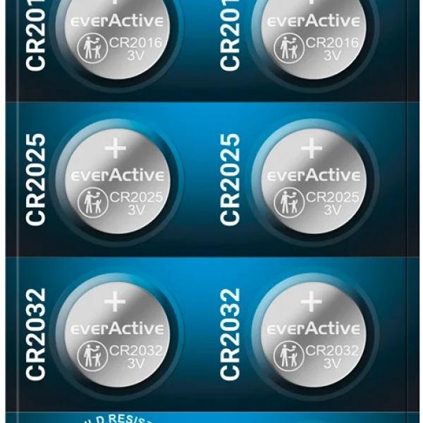 Pack 8x Pilhas Botão Lithium (CR2016/2025/2032) - everActive