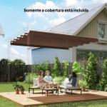 Cobertura para Pérgola 3,5x2,5 m Teto de Substituição Retrátil para Pérgola com 10 Orifícios de Drenagem Café