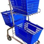 Carro de Transporte p/ Preparação Encomendas c/ 3 Cestas de 28L (Azul) - CROMAD